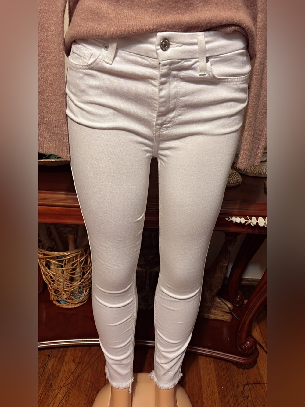 7 For All Mankind White Skinny Jeans